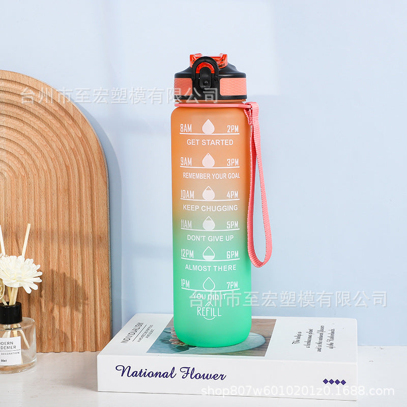 Large-capacity 1000ML Space Cup Bouncing Cover Portable Plastic Water Cup Gradient Personalized Gift Cup Spot Sports Cup