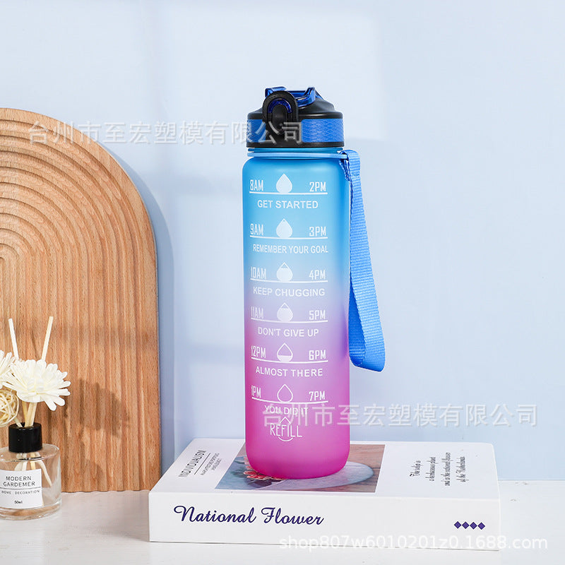 Large-capacity 1000ML Space Cup Bouncing Cover Portable Plastic Water Cup Gradient Personalized Gift Cup Spot Sports Cup