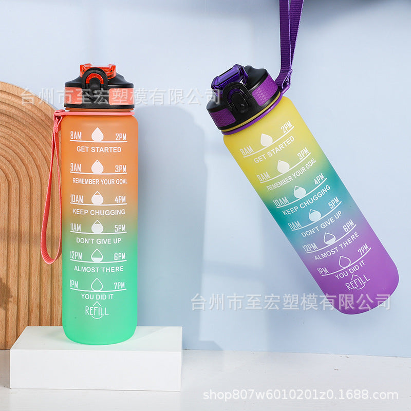 Large-capacity 1000ML Space Cup Bouncing Cover Portable Plastic Water Cup Gradient Personalized Gift Cup Spot Sports Cup