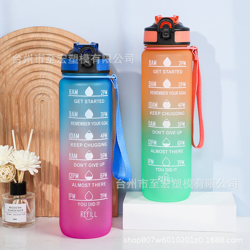 Large-capacity 1000ML Space Cup Bouncing Cover Portable Plastic Water Cup Gradient Personalized Gift Cup Spot Sports Cup