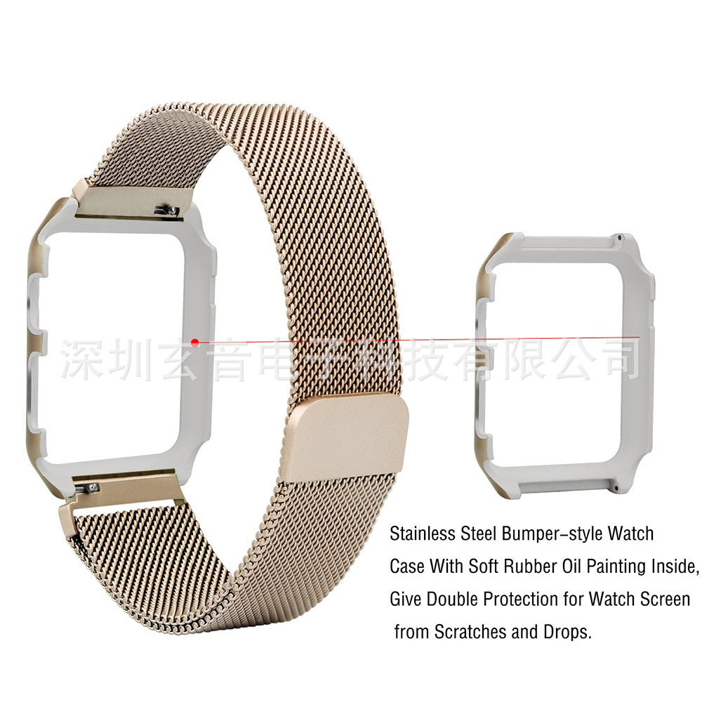 Applicable To Apple Watch Apple One-piece Milanese Strap Plus Watch Frame Integrated Milanese Strap + Case