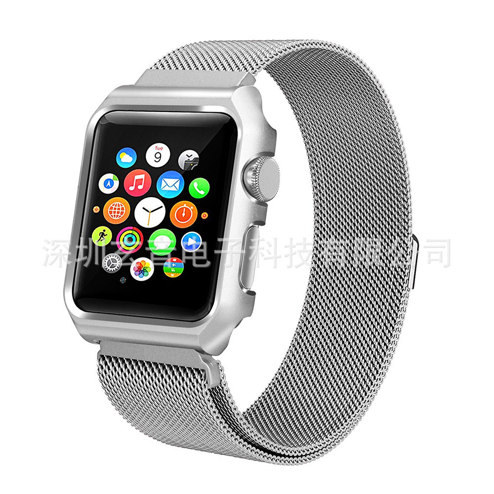 Applicable To Apple Watch Apple One-piece Milanese Strap Plus Watch Frame Integrated Milanese Strap + Case