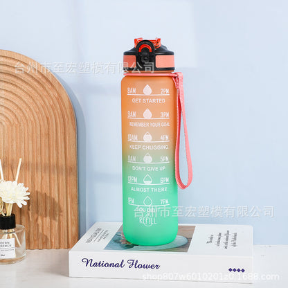 Large-capacity 1000ML Space Cup Bouncing Cover Portable Plastic Water Cup Gradient Personalized Gift Cup Spot Sports Cup