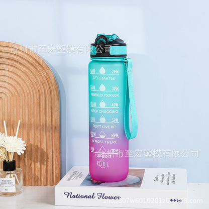 Large-capacity 1000ML Space Cup Bouncing Cover Portable Plastic Water Cup Gradient Personalized Gift Cup Spot Sports Cup