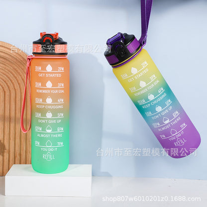 Large-capacity 1000ML Space Cup Bouncing Cover Portable Plastic Water Cup Gradient Personalized Gift Cup Spot Sports Cup