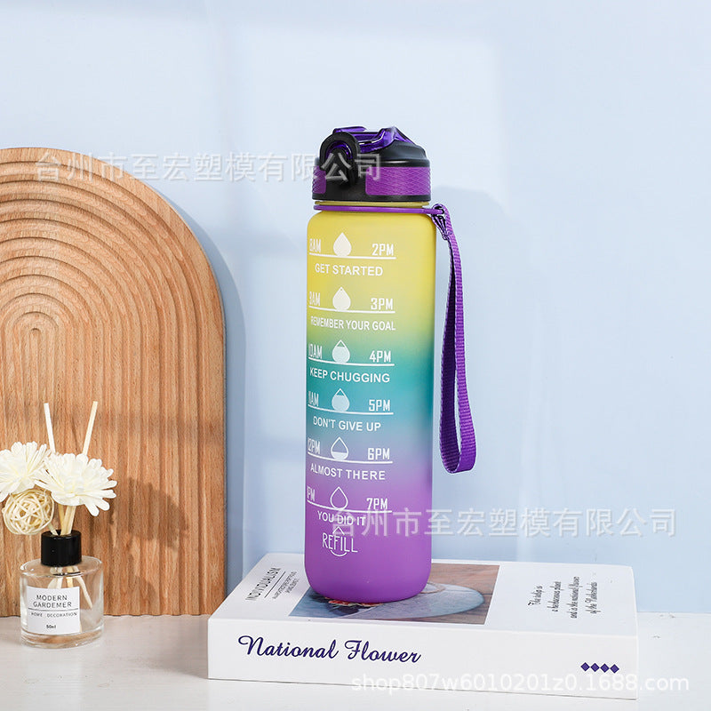 Large-capacity 1000ML Space Cup Bouncing Cover Portable Plastic Water Cup Gradient Personalized Gift Cup Spot Sports Cup