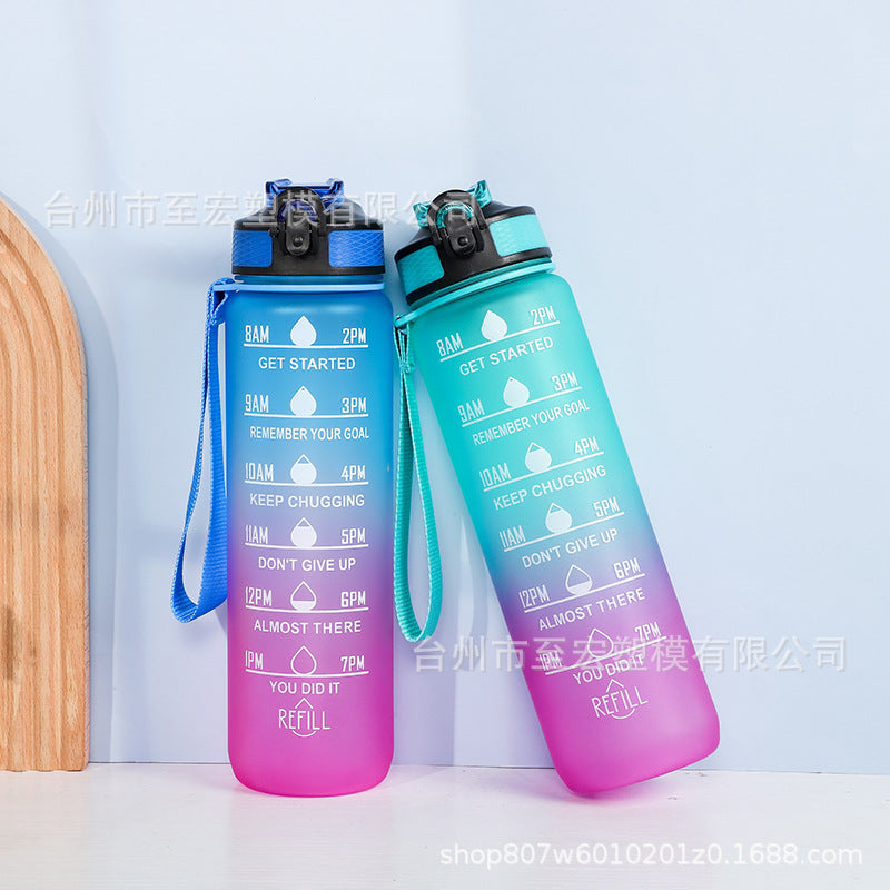 Large-capacity 1000ML Space Cup Bouncing Cover Portable Plastic Water Cup Gradient Personalized Gift Cup Spot Sports Cup