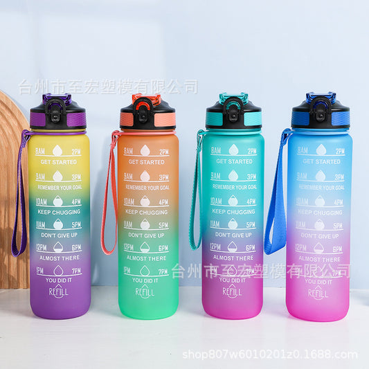 Large-capacity 1000ML Space Cup Bouncing Cover Portable Plastic Water Cup Gradient Personalized Gift Cup Spot Sports Cup