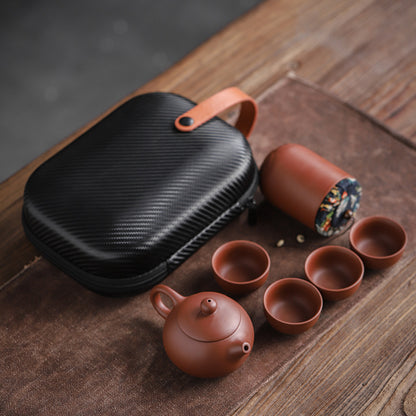 Travel Tea Set Portable Set Quick Guest Cup Home Purple Sand One Pot Four Cups Tea Canister Outdoor Travel Car