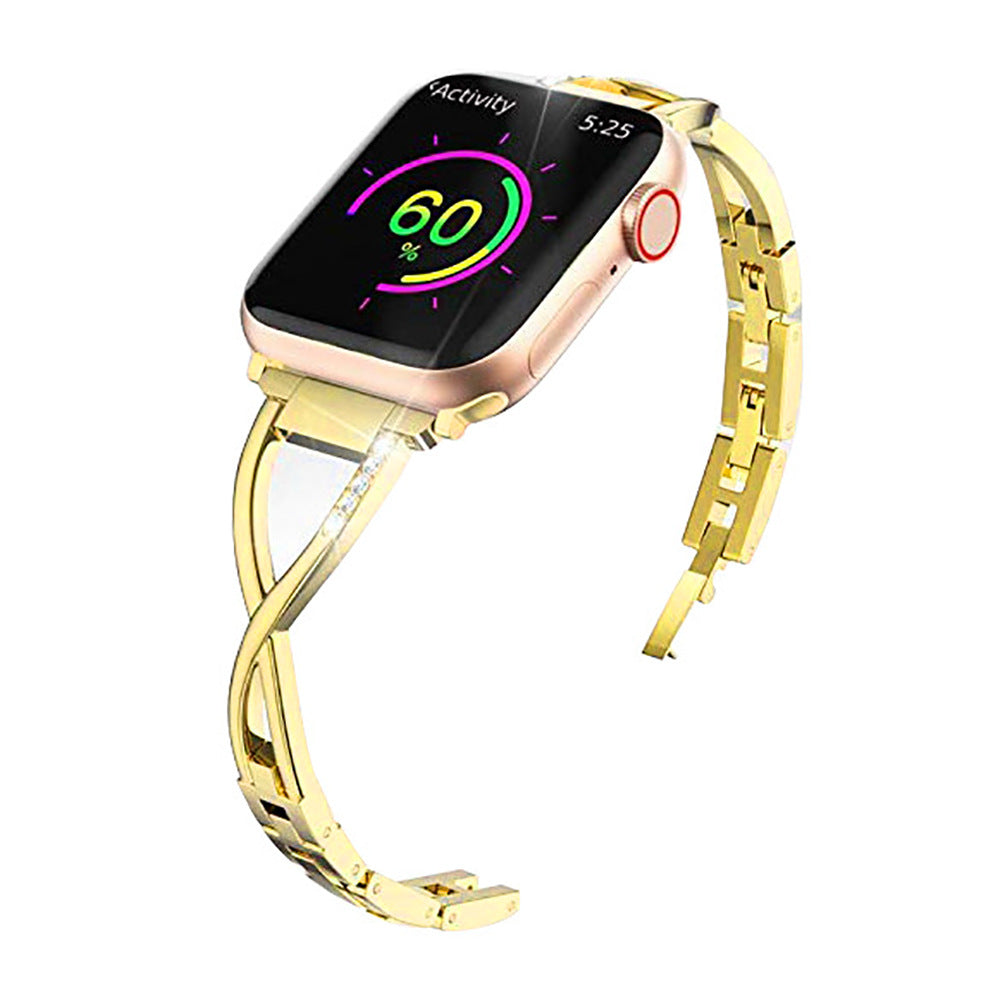 Suitable For Apple Metal Strap Apple Watchse/654X Type Diamond-encrusted Alloy Stainless Steel Watch Strap